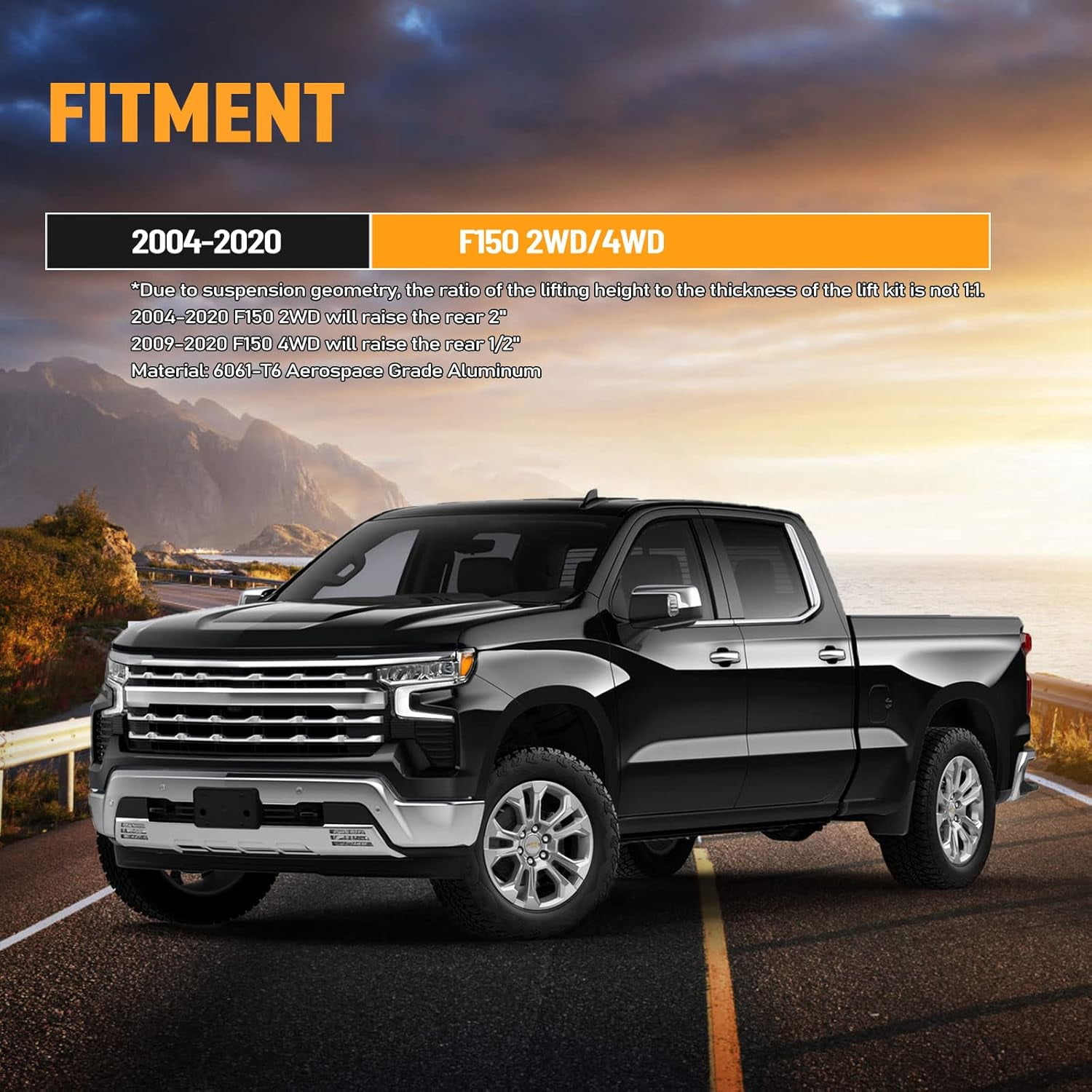 PANGOLIN 2Pcs 2" Rear Leveling Lift Kit Fit for 2004-2020 F-150 2WD 4WD Suspension Leveling Kit Automotive Professional Replacement Parts