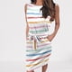 thumbnail image 4 of ICHUANYI Clearance Women Casual Summer Crewneck Dresses Striped Printing Dress Tie Pocket Sleeveless Dress(Multicolor, XL) Ichuanyi Ichuanyi, 4 of 6
