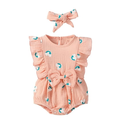 

TAIAOJING Baby Romper Summer Bow Bodysuit Outfits Floral Girls Girls Romper&Jumpsuit Onesie Outfit 9-12 Months