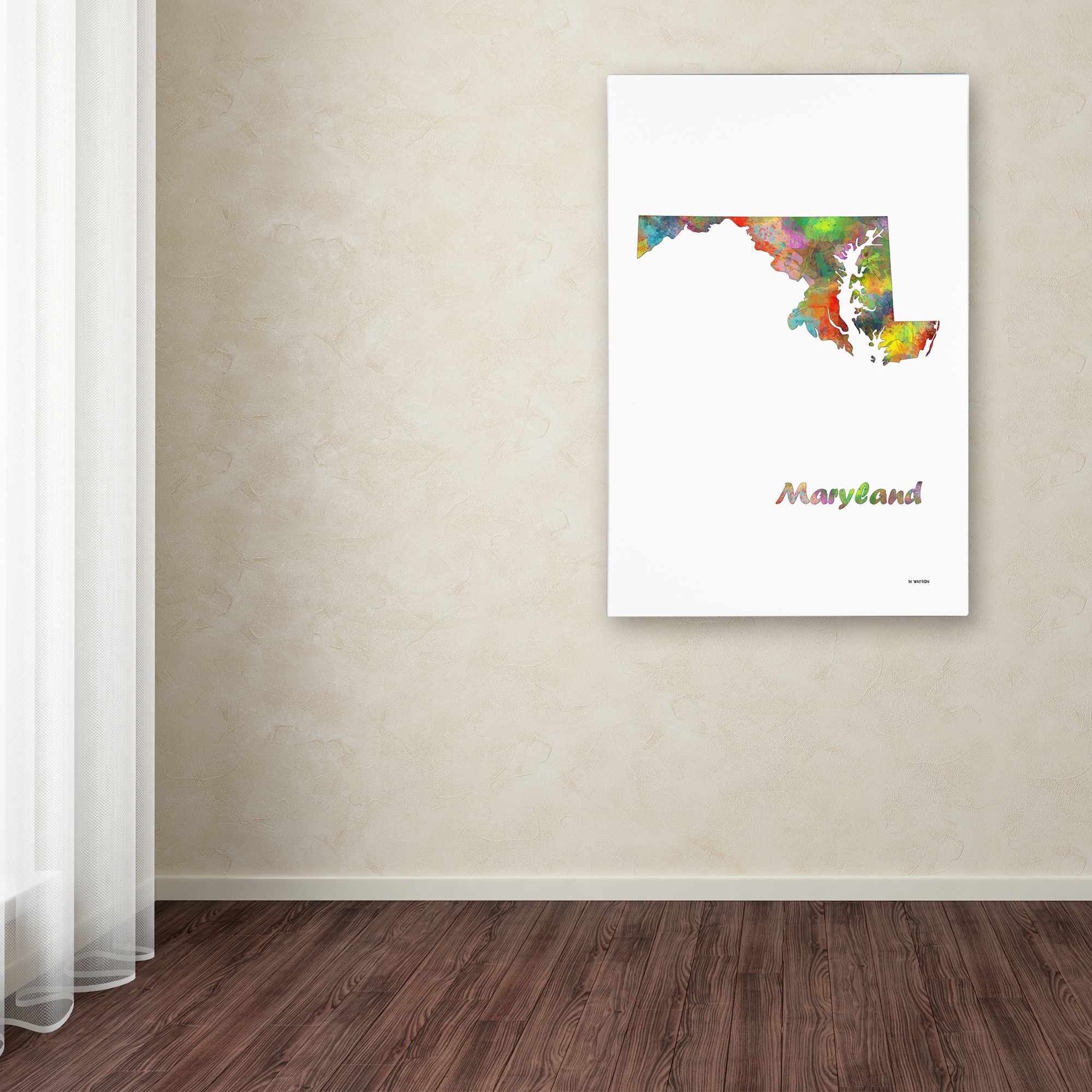 "Maryland State Map-1" Canvas Art by Marlene Watson