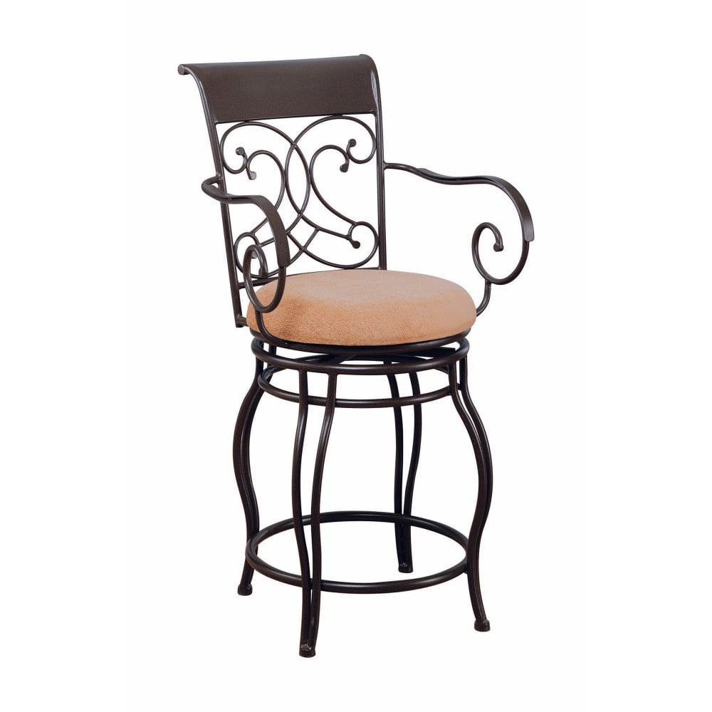 Traditional Scroll Counter Height Stool, Brown - Walmart.com - Walmart.com