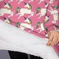 thumbnail image 3 of Oversized Wearable Blanket Hoodie,Pink Cartoon Unicorn Pattern Sherpa Blanket Hoodie with Super Pockets,Super Warm Fuzzy Pullover for Women & Men, 3 of 6