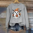 thumbnail image 5 of Women's Ghost Graphic Sweatshirts Halloween Long Sleeve Crew Neck Sweater Funny Cute Trendy Fall Sweat Shirts Tops Gray, M, 5 of 6