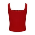 thumbnail image 5 of JGGSPWM Women's Lace Trim Tank Tops Square Neck Casual Summer Sleeveless Blouses Basic Solid Color Slim Cropped Shirts Red S, 5 of 6