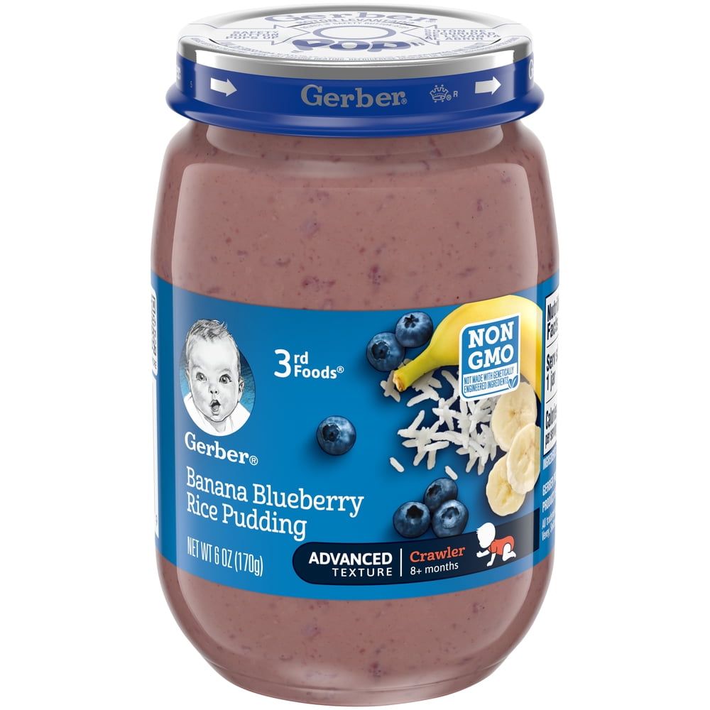 Gerber Stage 3, Banana Blueberry and Rice Pudding Baby Food, 1 Jar