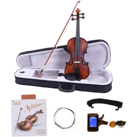 QRKD Violin 4/4 for Kids & Adults, Full Size Solid Wood Violin, Acoustic Fiddle with Portable Case and Accessories-Carefully Selected Solid Spruce Wood and Premium Ebony Fittings(Matte)
