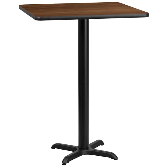 Bowery Hill 24" Square Restaurant Bar Table in Black and Walnut