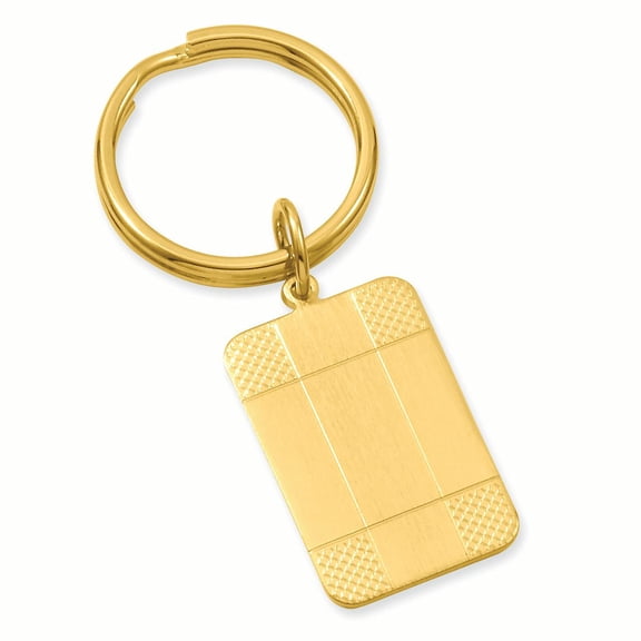 Gold-plated Satin Patterned Corner Key Ring Size