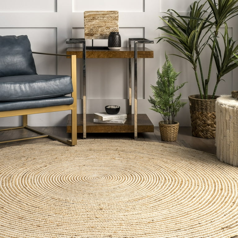 nuLOOM Alanis Farmhouse Jute Area Rug, 6', Round, Alanis Natural