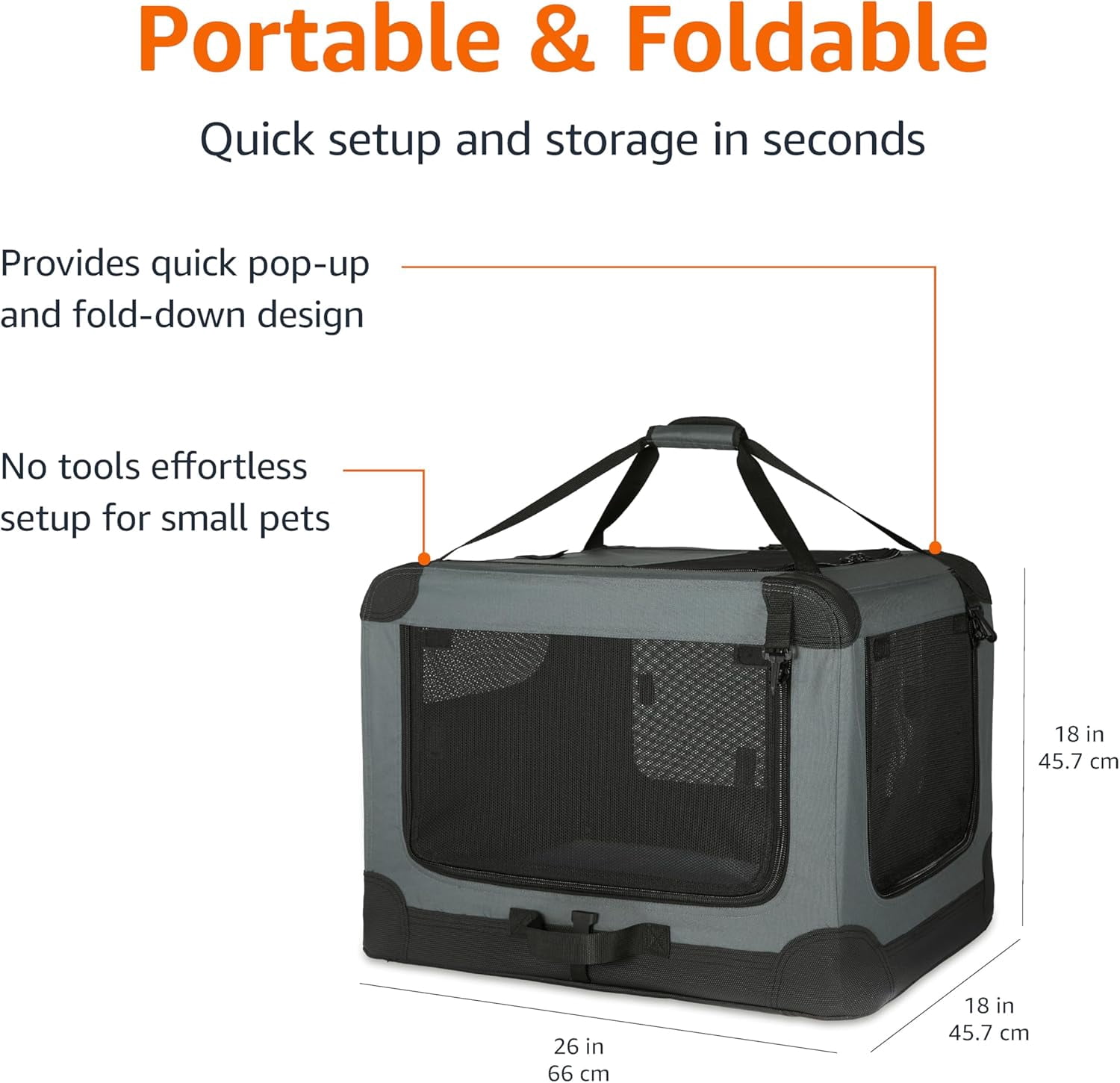 Portable Folding Soft Dog Crate, 4-, Collapsible Travel Kennel for , Dog, and Small Animals, Quick Setup, Small 26" x 18" x 18",