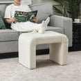 thumbnail image 4 of Modern Ottoman Foot Rest, Tufted Square Ottoman, Small Vanity Chair Footstool, Plush Beige Fabric Cube Ottomans for Entryway, Living Room, Bedroom, 4 of 17