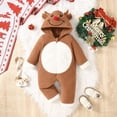 thumbnail image 5 of Otqutp Baby Deer Full Zip Hooded Bodysuit Soft Plush Animal Jumpsuit Newborn Long Sleeve Warm Romper Casual Infant Outfit for Christmas, 5 of 7
