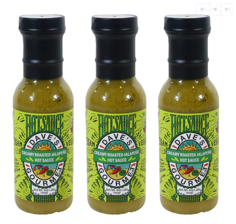 Dave's Gourmet Creamy Roasted Jalapeno Hot Sauce 8 Ounce, Pack of 3