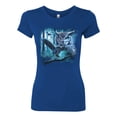 thumbnail image 2 of Wild Bobby, Owl Flying at Nihght In Front of the Moon Animal Lover Womens Slim Fit Junior Tee, Royal, Large, 2 of 3