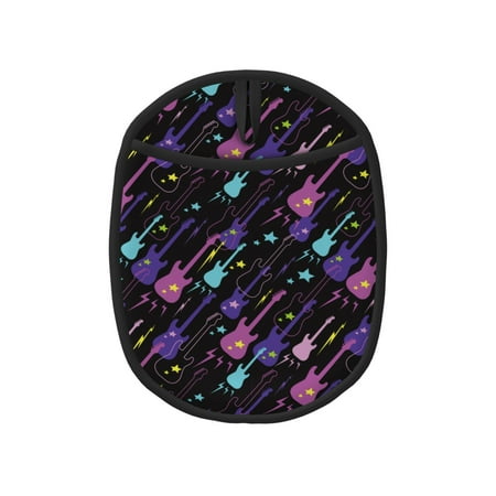 

Qekee Colorful Guitar Pattern Silicone Pot Holders Oven Mitts Heat Resistant Hot Pads Non Slip Pot Holder Towel Cloth Interior Lining