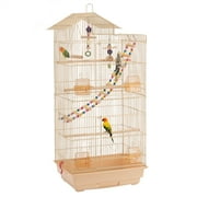 Renwick 39"H Metal Bird Cage Large Roof Top Huge House for Small Birds, Almond