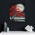 thumbnail image 4 of Nawypu  3 Pieces Black and Red Canvas Wall Art Full Moon Red Flower Tree Painting Nature Landscape Artwork Picture Print on Canvas For Bedroom Living Room Ready to Hang, 4 of 4
