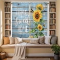 thumbnail image 3 of Spring Sunflower Kitchen Curtains, Bee Wooden Grain Country Rustic Light Filtering Window Curtain Panels, 2Pcs Rod Pocket Window Treatments Set for Living Room Bathroom Bedroom 42x63 Inches, 3 of 9
