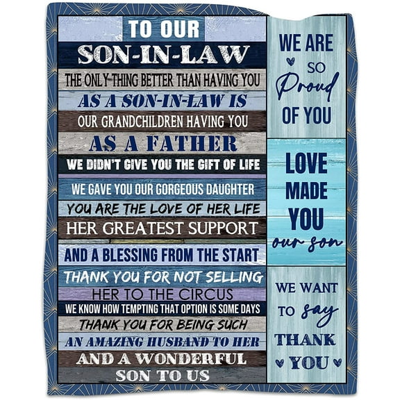 To Son in Law Gift Blanket Birthday Gift Ideal for Son-in-Law from Mother in Law Blankets Soft Warm, 30x40in Fleece Blanket