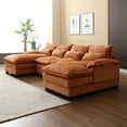 thumbnail image 5 of Tabaray U-Shaped Sectional Sofa Couch,110" Oversized Modular Sectional Sofa with Double Chaise, Modern Chenille Fabric Sectional Sleeper Couch with Solid Wood Legs for Living Room (Orange), 5 of 8