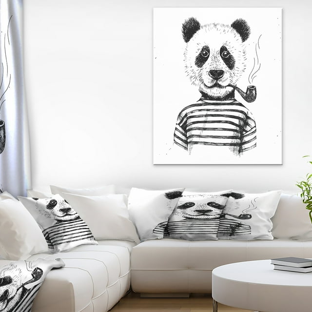 Pandas Hipster Noir et Blanc - Impression sur Toile d'Art Animalier