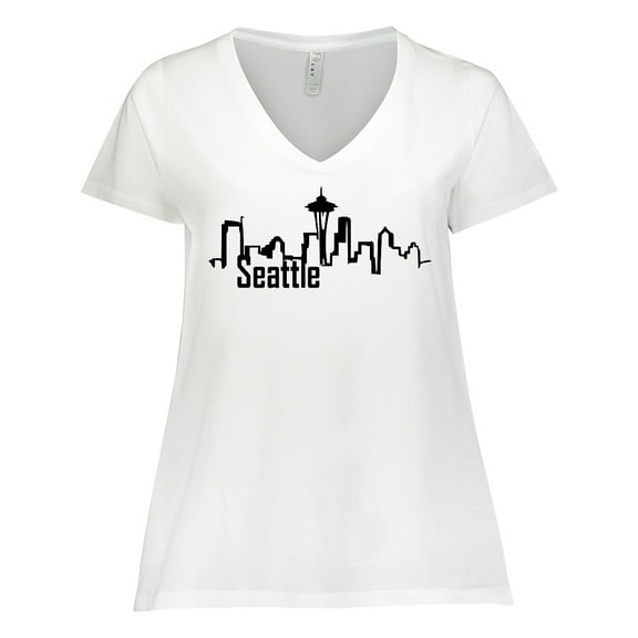 Inktastic Seattle Skyline Women's Plus Size V-Neck T-Shirt