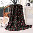 thumbnail image 2 of Black Christmas Cherry Pattern Blanket,Comfortable Soft Lamb Wool Throw Blanket,All Season,Warm Lightweight Blankets for Sofa Bed Couch Living Room Chair,40"x50", 2 of 4
