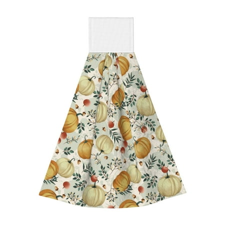 

Horeoi Autumn Pumpkins Leaves Print Coral Fleece Microfiber Hanging Hand Towel Absorbent Hand Towel Quick Dry Thicken Cleaning Cloths Wipes Rags for Kitchen & Bathroom