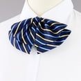 thumbnail image 3 of Bow Tie Striped Color-Blocked Double-Layer Neck Tie Banks Flight Attendants Business Attire Uniforms Pre-tied Bow Tie-D, 3 of 8