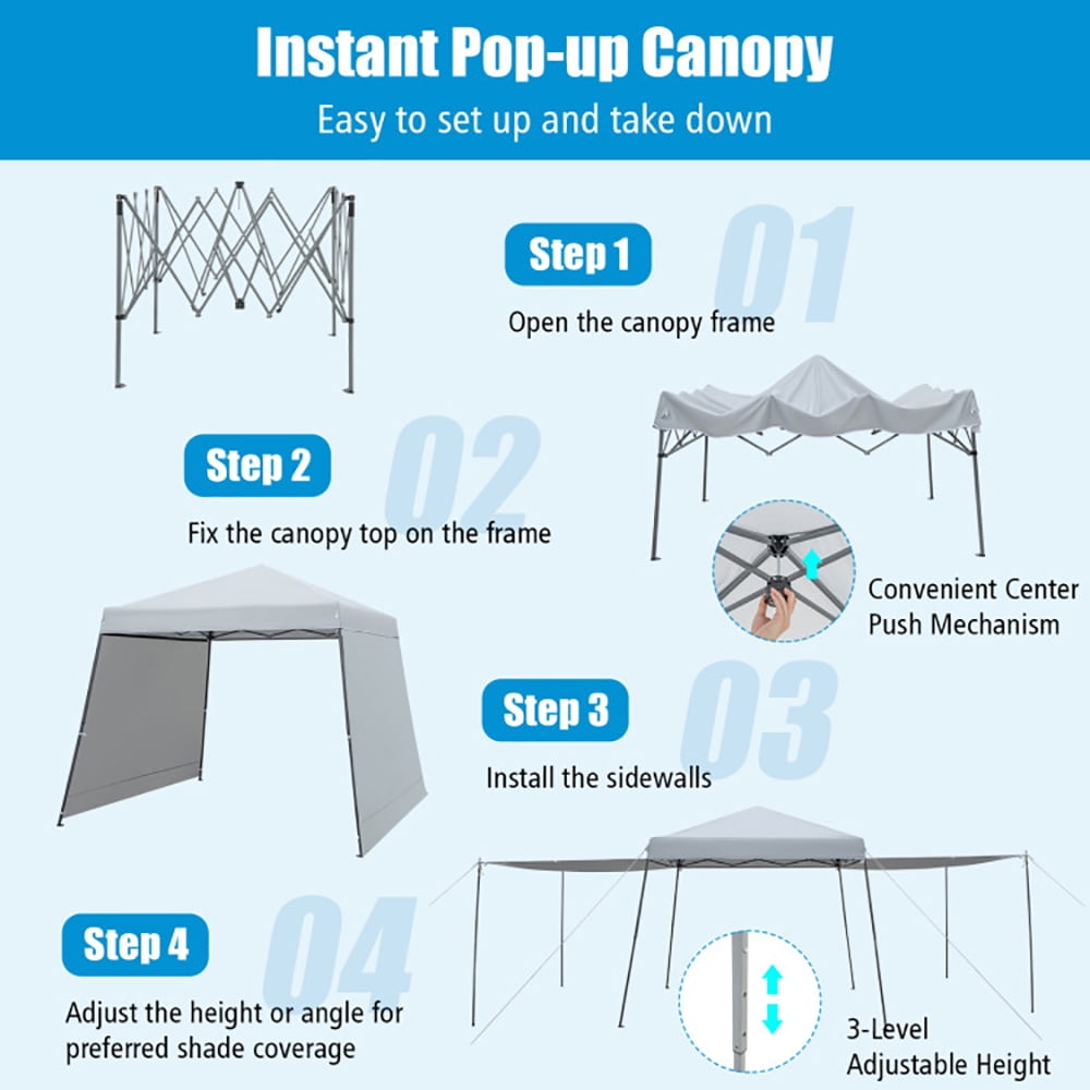 Aimee Lii Patio 10x10 FT Instant Pop-up Canopy Folding Tent with Sidewalls and Awnings Outdoor, Canopy Gazebo for Party BBQ Events, Gray