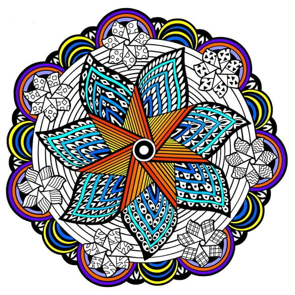 Stuff2Color Pinwheel Fuzzy Velvet Coloring Mandala - 20x20 Inches