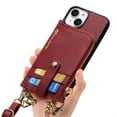 thumbnail image 3 of SaniMore for iPhone 13 Pro Max Case, PU Leather Removeable Zipper Purse with Card Slots Crossbody Lanyard Shockproof Bumper Anti-drop Love Heart Stylish for Girls Women Wallet Cover, Red, 3 of 12
