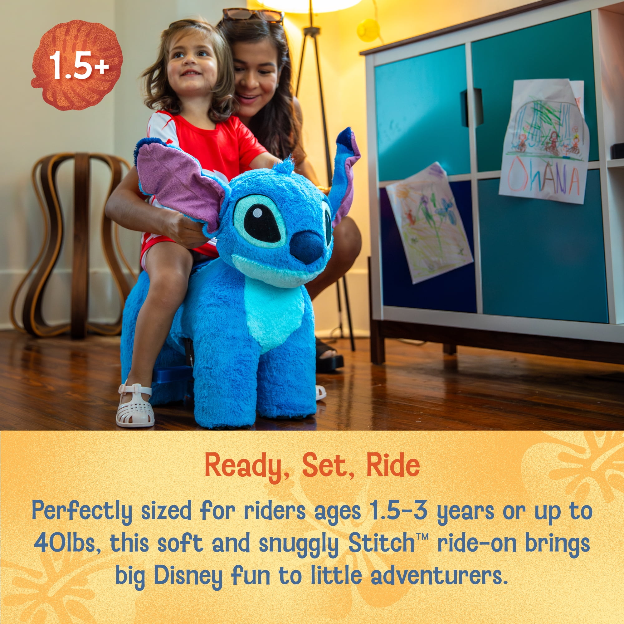 Dynacraft Disney Stitch 6V Plush Electric Ride-On Toy, For Ages 18 Months to 3 Years, 1 Count