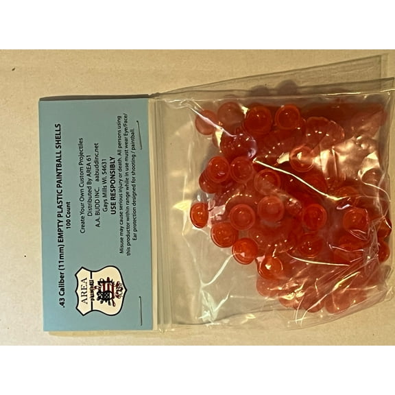0.43 Caliber Empty Plastic paintball shells 100 count Transparent Red