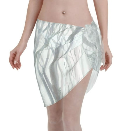 Disketp Christmas Deer Women Swimsuit Cover Up Short Chiffon Summer Beach Sarong Bikini Wrap Skirt Bathing Suit