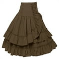 thumbnail image 4 of ZQUUVOU Women's Summer Pullover High Waist Tiered Pleated Half Skirt Brown, 4 of 8