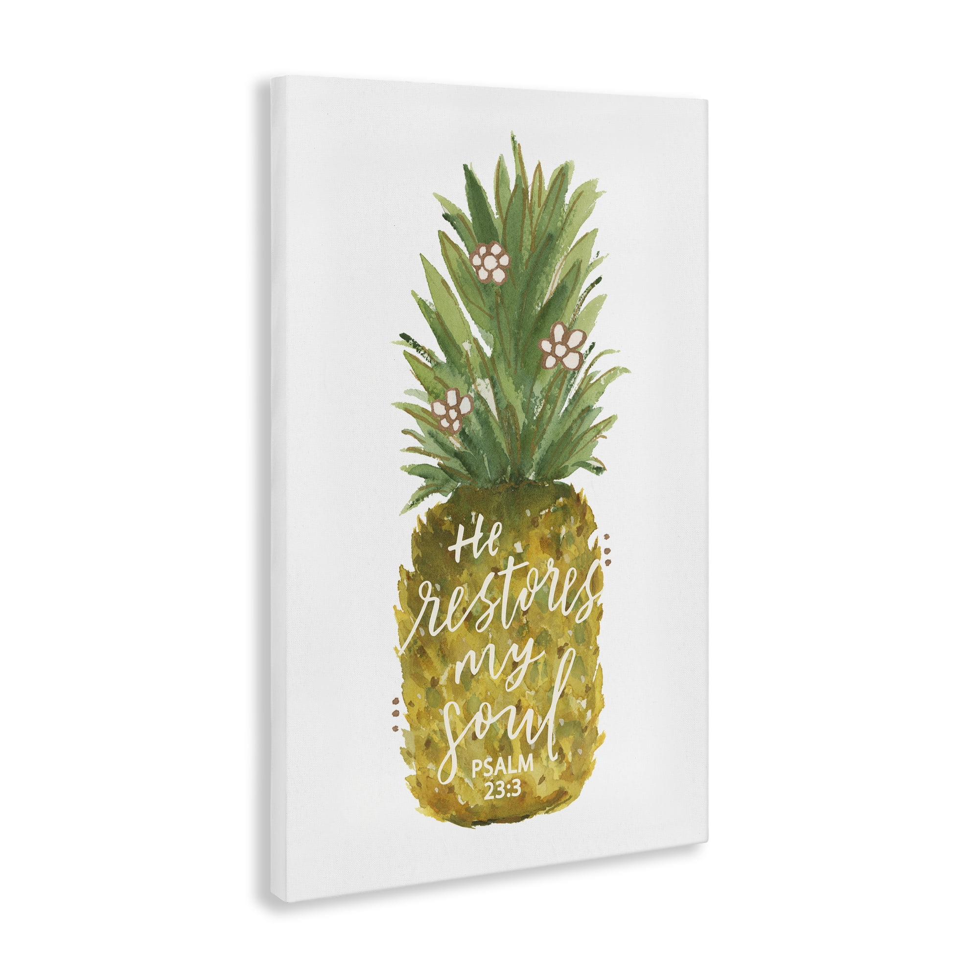 Stupell Industries Restores My Soul Pineapple Religious & Spiritual Painting Wrapped Canvas Art Print Wall Art, 16 x 24