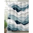 thumbnail image 3 of Blue Grey Ombre Waterproof Fabric Shower Curtain, Modern Geometric Moire Abstract Art Shower Curtain for Bathroom Curtains Bathtubs Hotel Washable Shower Curtains with 12 Hooks Extra Long 72x96, 3 of 6