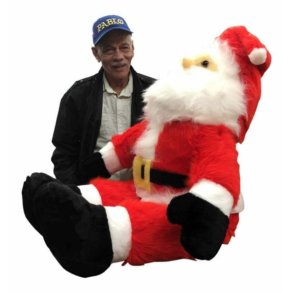 Big Plush Giant Stuffed Sitting Santa Claus 4 Feet Tall Soft Large Christmas Plush 48 Inches, Made in USA, Legs Bend so He can Sit Down