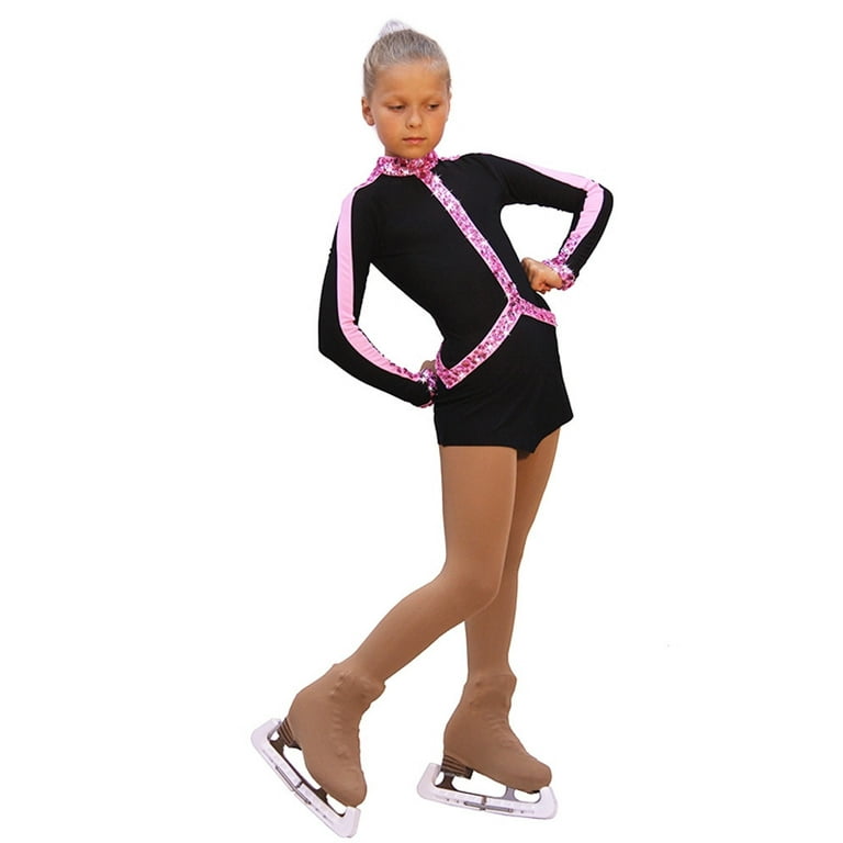 IceDress Figure Skating Dress - Arabesque 2 (Black with Gold Line)
