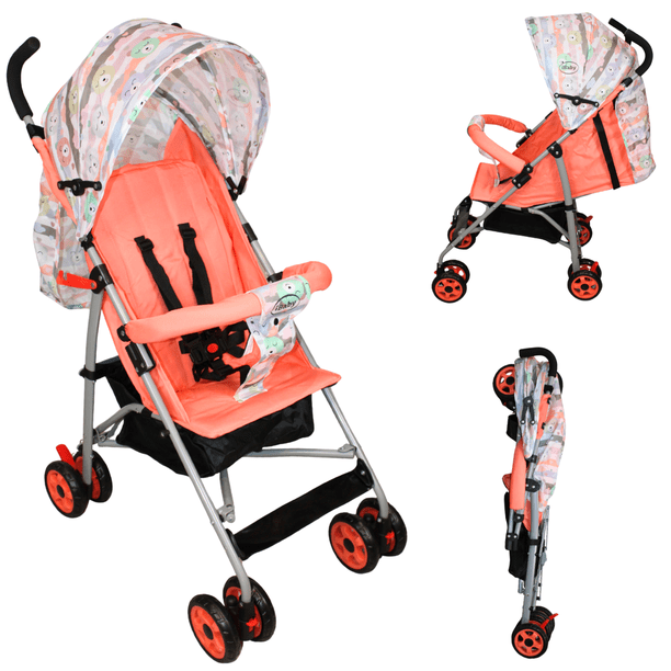 Carriola Bastón Ultra Ligera iBaby Vedo Estampado Plegado Plano Viajera rosa