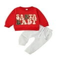thumbnail image 1 of Letter Embroidery Sweatshirt and Trousers Combo for Baby‘s Christmas Look, 1 of 9