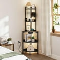 thumbnail image 6 of 60 inch Tall Corner Shelf with Power Outlets & Strip Lights, 5 Tier Corner Bookshelf Freestanding Industrial Corner Ladder Shelves Plant Stand, 6 of 15