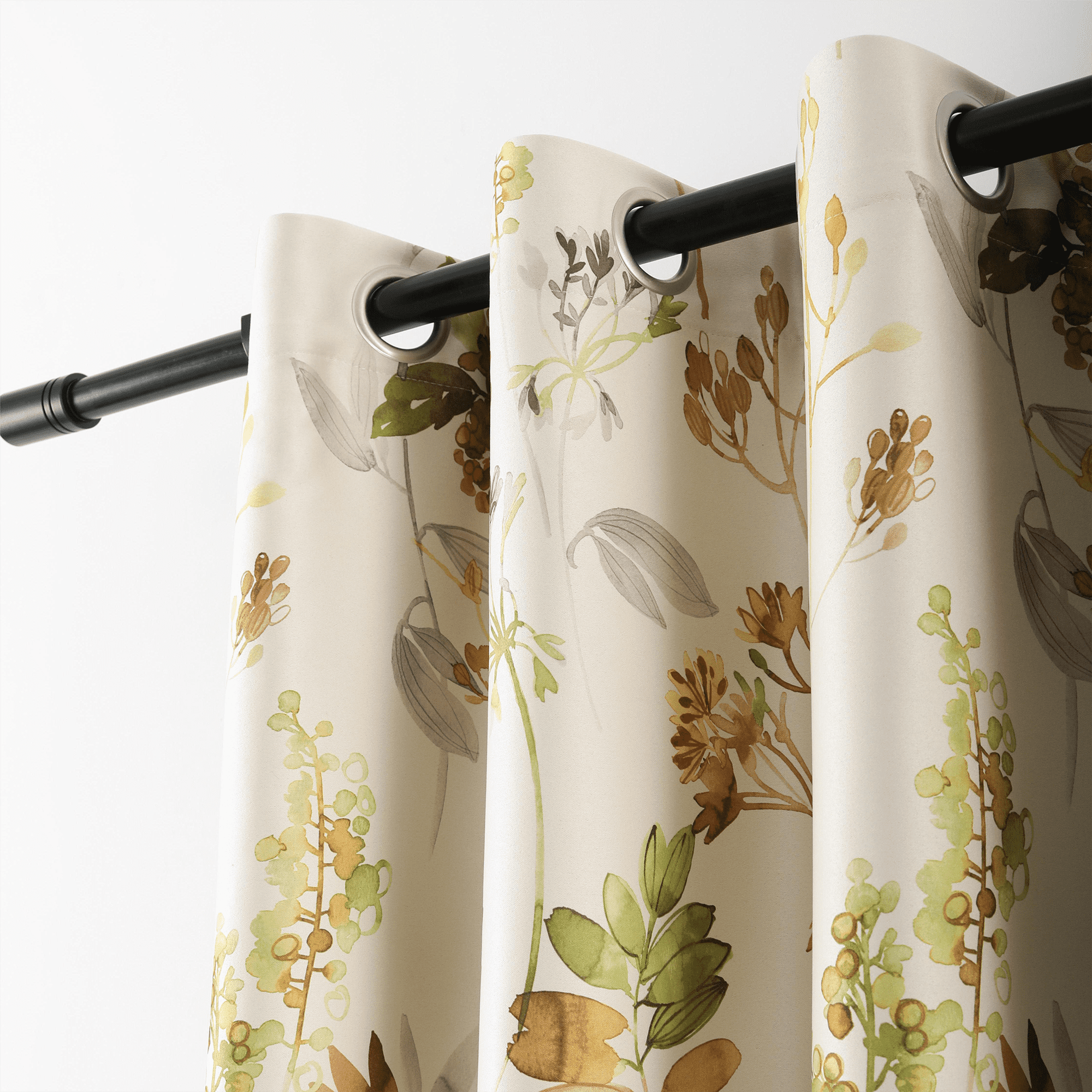 VOGOL Plant Print Home Decor Window Curtains for Bedroom, Grommet Vintage Room Darkening Drapes for Dining Room, 52x84 inch, 2 Panels, Brown
