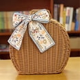 thumbnail image 3 of Round Rattan Suitcase Basket, Vintage Rattan Woven Storage Suitcase Wicker Storage Box with Handles, Rattan Storage Box, 3 of 5