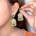 thumbnail image 2 of Indian Gold Plated Multicolor CZ Round Long Earrings Women Ethnic Jewellery, 2 of 8