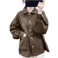 thumbnail image 2 of FDGIU Women's Lapel Collar Button Down Oversized Shacket, Long Sleeve Twill Cargo Jacket with Multi Patch Pockets for Spring Fall Outdoor Daily Layering, 2 of 7