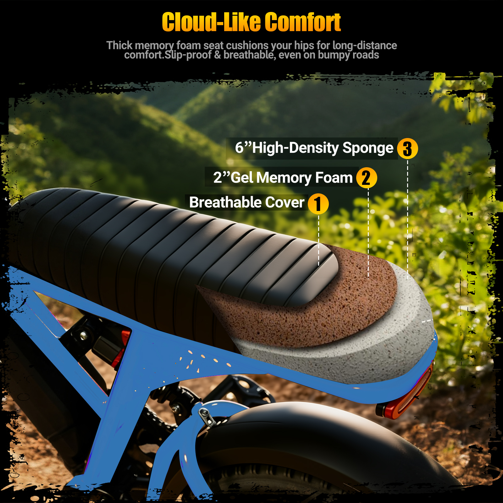 ESKUTE Electric Blue Bike for Adults – 500W Motor 48V 13Ah Battery, 19MPH, 16"x4.0" Fat Tire E-Moped, 7-Speed, Up to 60 Miles, Commuter E-Bike for Adul UL2849