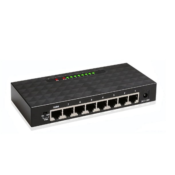 Conmutador inteligente Ethernet de 8 puertos, conmutador de red de alto rendimiento de 1000 Mbps, concentrador RJ45, inyector de Internet, enchufe estadounidense