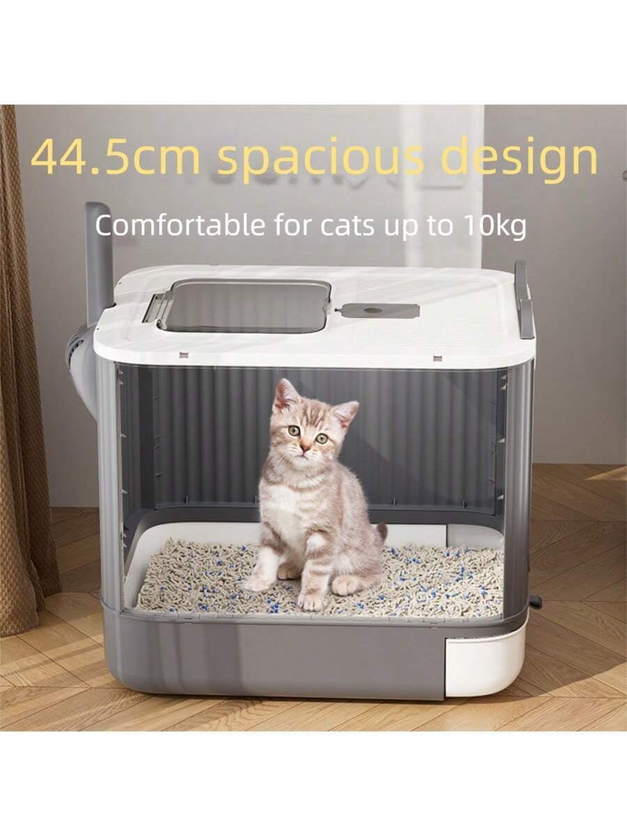 Spirit Cat Litter Box The Spirit Cat Litter Box Comes In An Extra-Large Size, Featuring A Front-Loading Drawer Design And A Top Cover, With An Overall Fully Enclosed Double-Door Style.